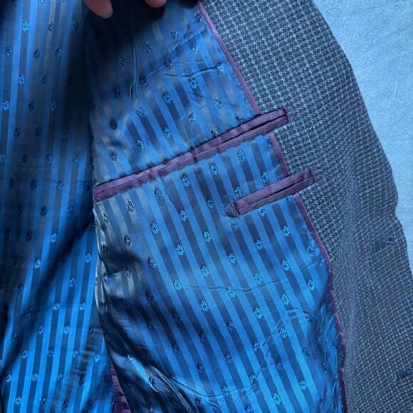 Johnston & Murphy Silk/Wool Blazer Large Tweed Geometric Grandpa Core Professor - Picture 13 of 16